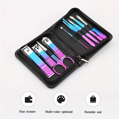 6-18pcs Set Professional Stainless Steel Manicure & Pedicure Kit Precision Nail Care with Travel Case with Nail Clipper Scissor