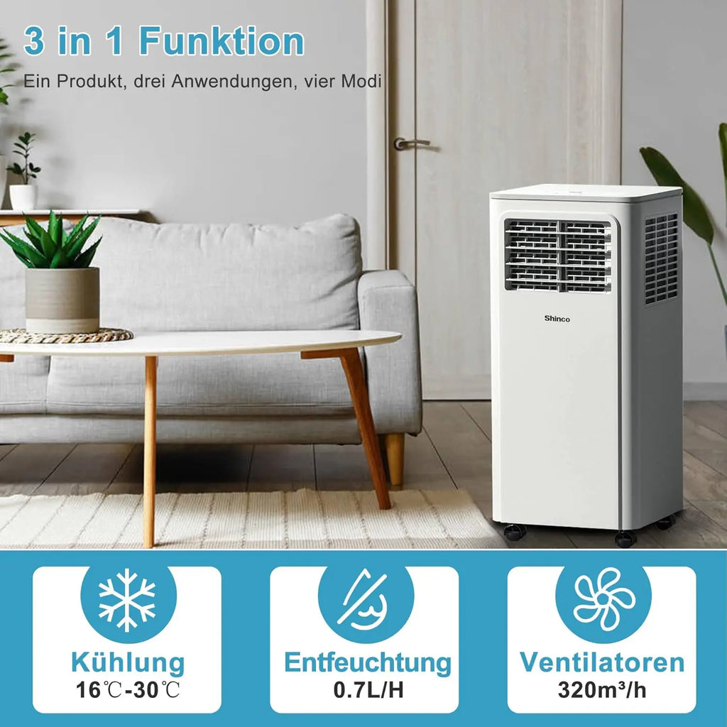 SHINCO 7000 BTU Mobile Air Conditioner (2.05 kW), Cooling & Ventilating & Dehumidifying, Room Size up to 54 m³ (18 ㎡)