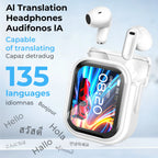 Auriculares Traductor DeIdioma 2026 HTC NE20 Translator Earbuds 6in1 iOs Android 60H Playtime Business Travel Meeting LCD Touch