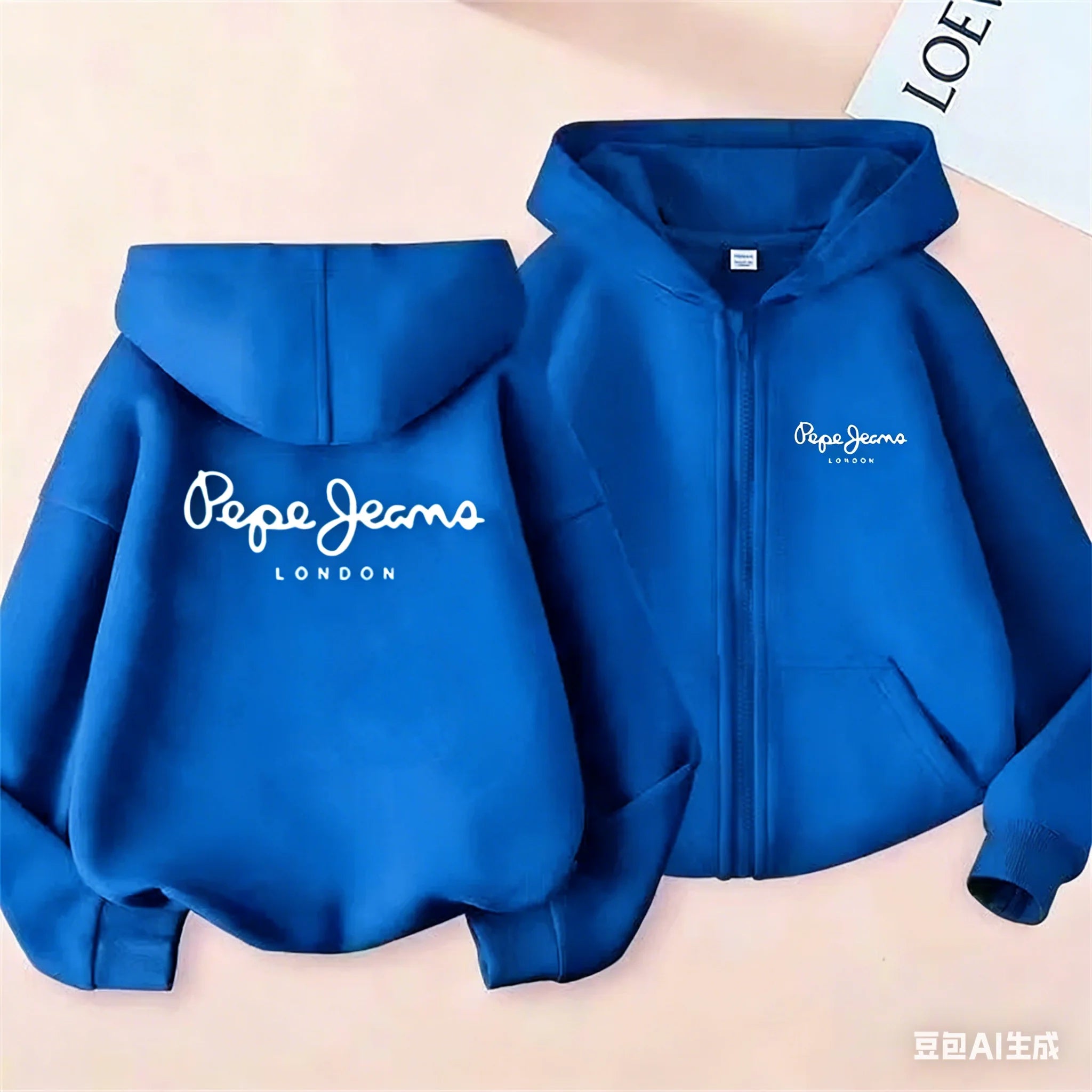 Fashion brand print Hoodies coat Children Zipper Tops Girl pink Boy black Kids Clothing Casual Spring Autumn Sweatshirts