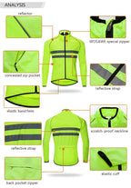 WOSAWE Cycling Windbreaker Men Packable Windproof Reflevtive Jacket Running Biking Hiking Riding Wind Coat MTB Bicycle Jersey