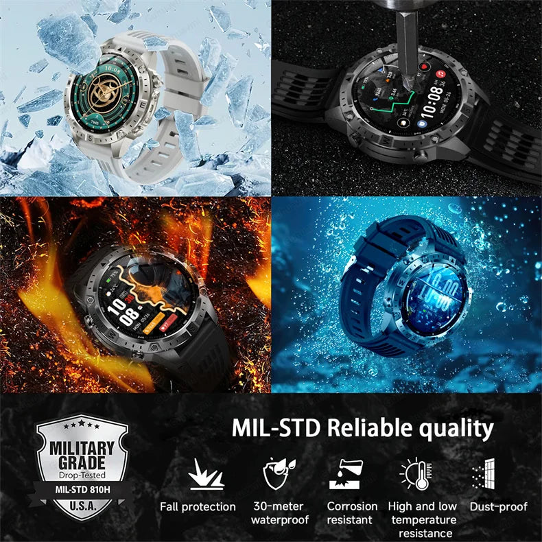 2026New Military T-Rex3 GPS Map Navigation Smart Watch 2GB RAM 1.43-inch AMOLED Screen 30M Waterproof Call Sports Smartwatch Men
