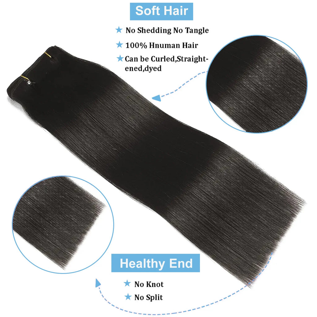 8Pcs Clip In Human Hair Extensions 100% Real Human Hair Clip in Natural Hair Extensions Straight Hair Pieces 14-26Inch Remy Hair