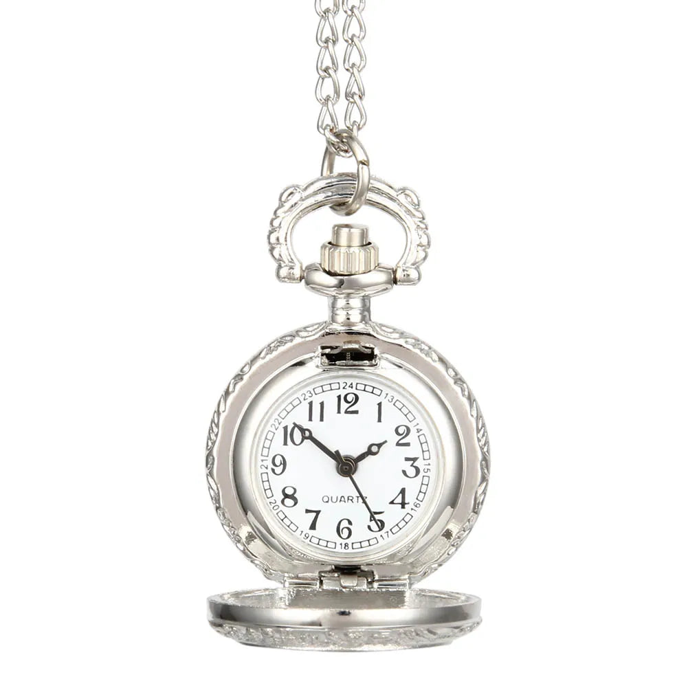 New Fashion Vintage Pocket Watch Alloy Roman Number Dual Time Display Clock Necklace Chain Watches Birthday Gifts