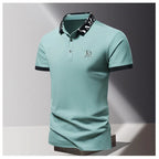 Summer men's POLO shirt fashionable ice silk quick drying short sleeved T-shirt solid color loose fitting business collar top