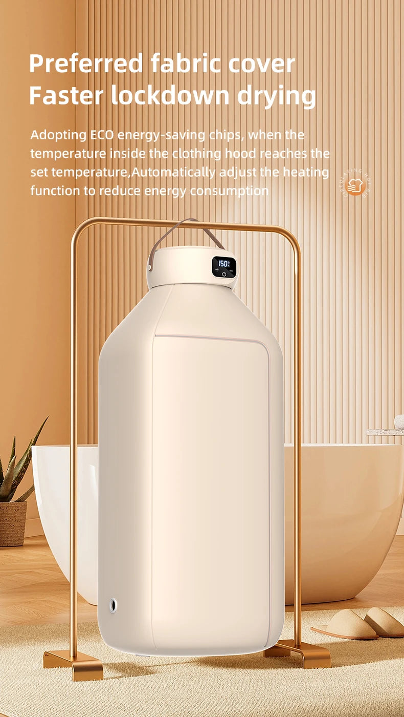 Portable Electric Dryer Multifunctional Dryer Foldable Timed Fast Drying Low-noise Warm Air Heating Clothing Care Mini Dryer