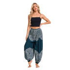 Women's Boho Wide Leg Harem Pants Adult High Waist Yoga Loose Lantern Pants Breathable Beach Trousers Vacation Printed Jagger