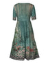 2025 summer new women's Bohemia loose fashion print round neck short sleeve long dress