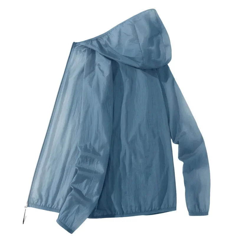 Men's Summer Thin Sun Protection Jacket Outdoor Zipper Hooded Loose Casual Outerwear UV-proof Breathable Quick Dry Cycling Coats