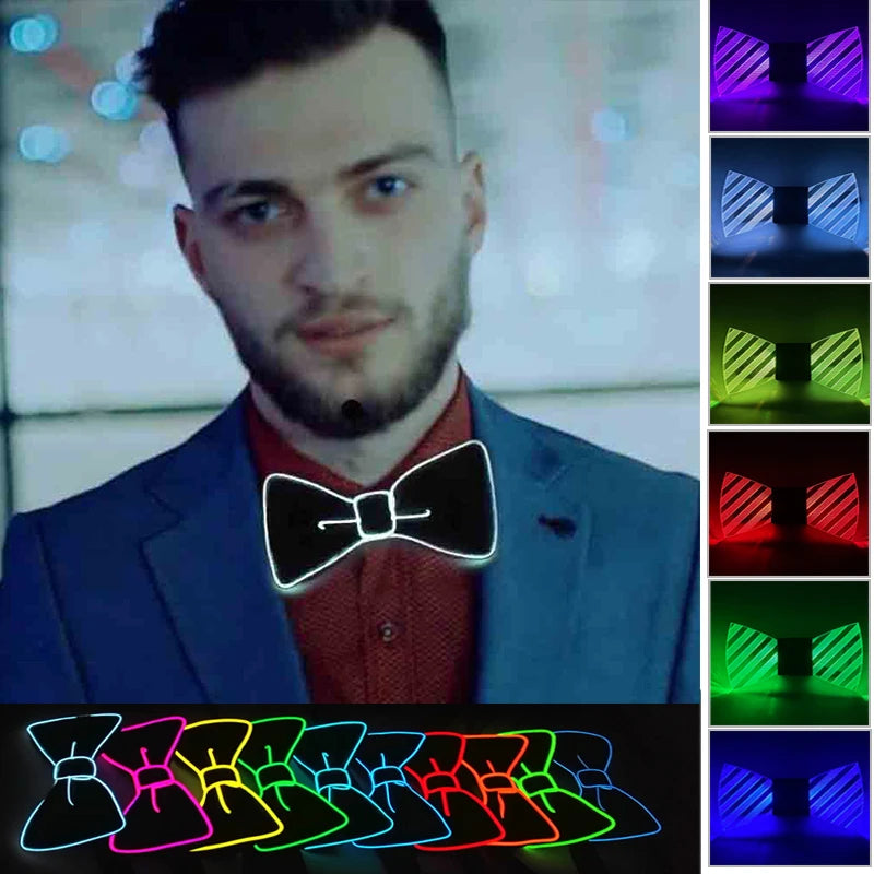 Luminous Bow Tie Neon Light Trendy Costume Accessories Glowing Acrylic LED Tie For Halloween Cosplay Costume Music Dancing Main image