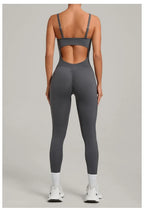 Women's Yoga Jumpsuits Sports Fitness One-piece Beauty Back Strap Pocket Hip-lifting Slim Fit Running Workout Training Bodysuits