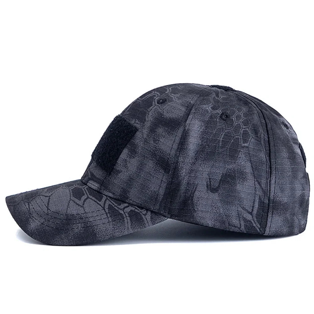 Men's Camouflage Tactical Baseball Cap With 3 Velcro Patches Military Camouflage Hat Cap For Outdoor Jugle Fishing Hiking Caps