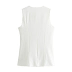 MUJER 2025 White Sleeveless Vest Women Button Summer Vests for Women Jacket Pink Vest Top Women Streetwear Women's Tailored Vest
