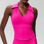 Sleeveless Fitness Yoga Shirt Women Summer Slim Fit V-Neckline Gym Running Top Breathable Quick Dry Sportswear Workout Clothes