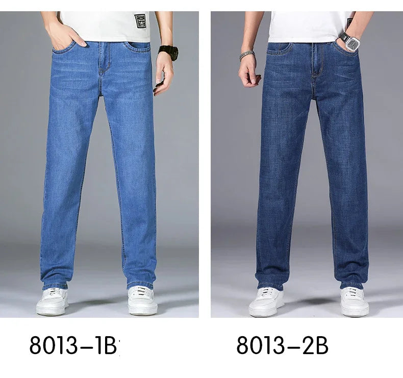 Man Pants Office Business Jeans Men Classic Blue Black Cotton Stretch Straight Denim Pants Male Brand Trousers