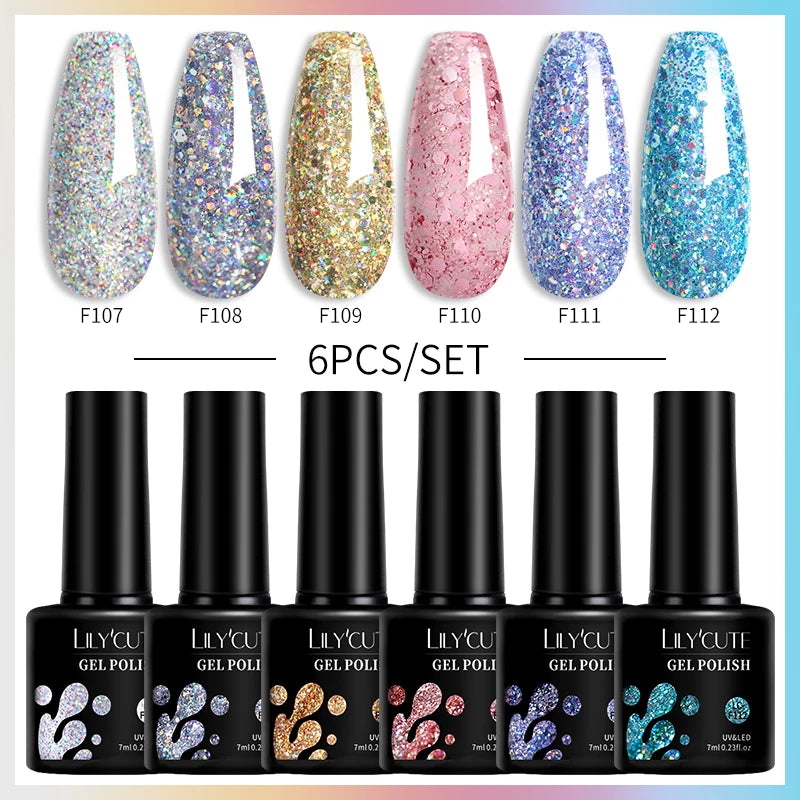 LILYCUTE Nail Gel Polish Set Pink Green Spring DIY Nail Art Design Long Lasting Soak Off UV Gel Manicure Painting Gel Vernis Kit