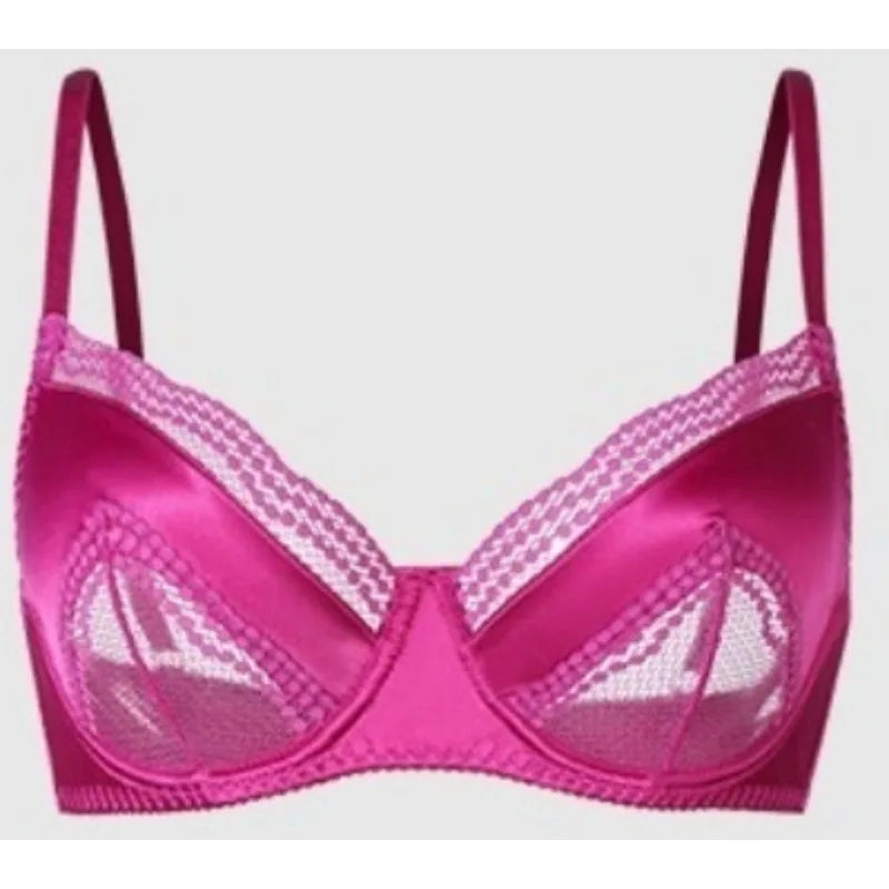 Sexy French Satin Lace Lingerie Set for Large Bust Ladies, Sheer Slim Chest, Summer Ultra-thin Small-cup Support Bra Set, S-XL