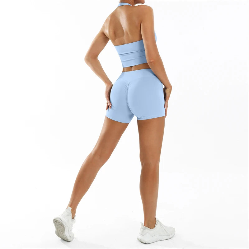 Scrunch Sports Suit Women's Yoga Set Gym Wear Sexy Sports Bras and Flared Leggings Sets Fitness Outfits Female Workout Clothes