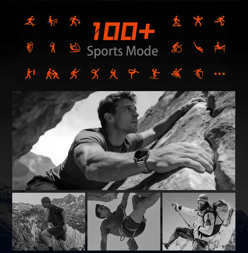 2026 New TANK Ultra 1400mAh Battery Military Smart Watch 10ATM Waterproof Heart Rate Tactical LED Flashlight Men Sports Bracelet