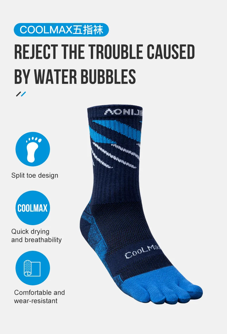 AONIJIE E4846 Sports Long Five-finger Socks Warm and Breathable Terry Socks Suitable for Mountaineering and Cross-country Hiking