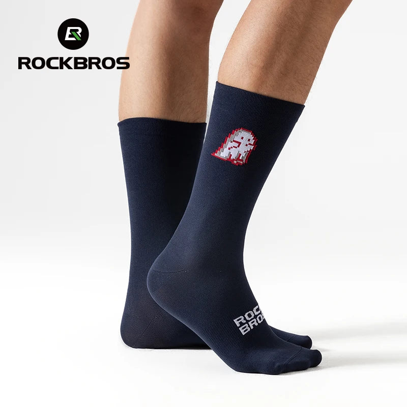 ROCKBROS Cycling Socks Breathable Sweat-wicking High Elastic Soft Knee-high Socks Men Women Outdoor Sports Jogging Cycling Socks