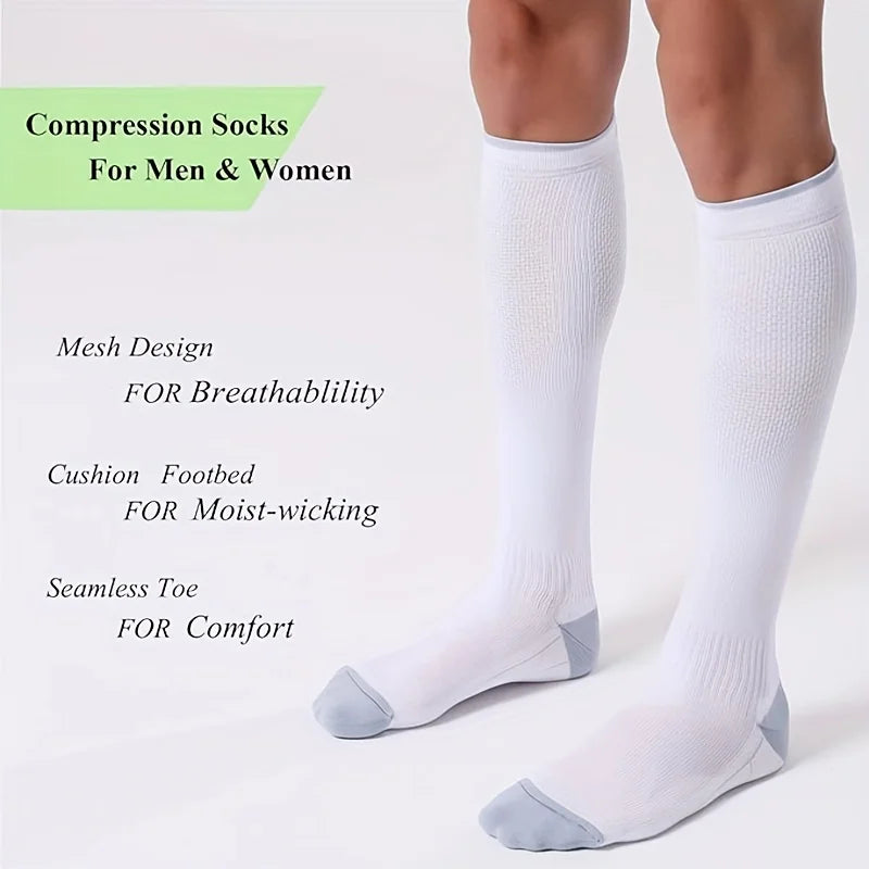 1/4 Pair Compression Socks Men Women 20-30mmhg - Circulation Support Socks Suitable Care Travel - Soft Breathable Sports Socks