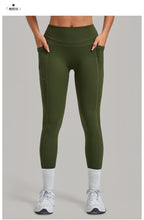 Women's Gym High-waisted High-stretch Yoga Pants with Side Pockets Leggings Workout Running Tights Quick-dry Fitness Trousers