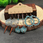 Boho 3Pcs/set Ethnic Leaf Bronze Earrings Set Vintage Hanging Earrings for Women Gypsy Statement Jewelry Accessories Pendientes