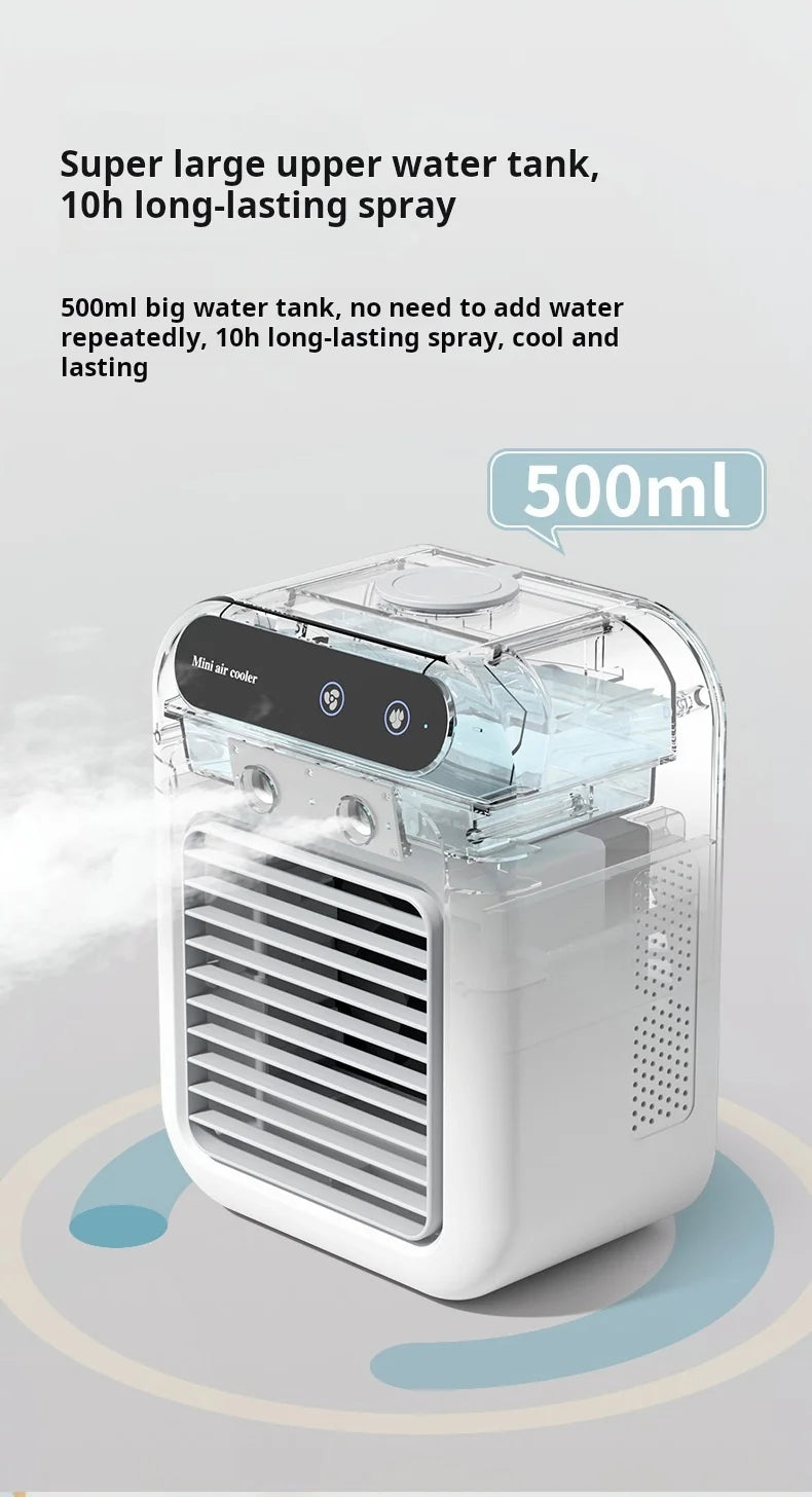 Mini USB Desk Fan Portable Quiet Cool Air Conditioner for Bedroom Home Use with Humidifying Spray Function Tabletop Fan