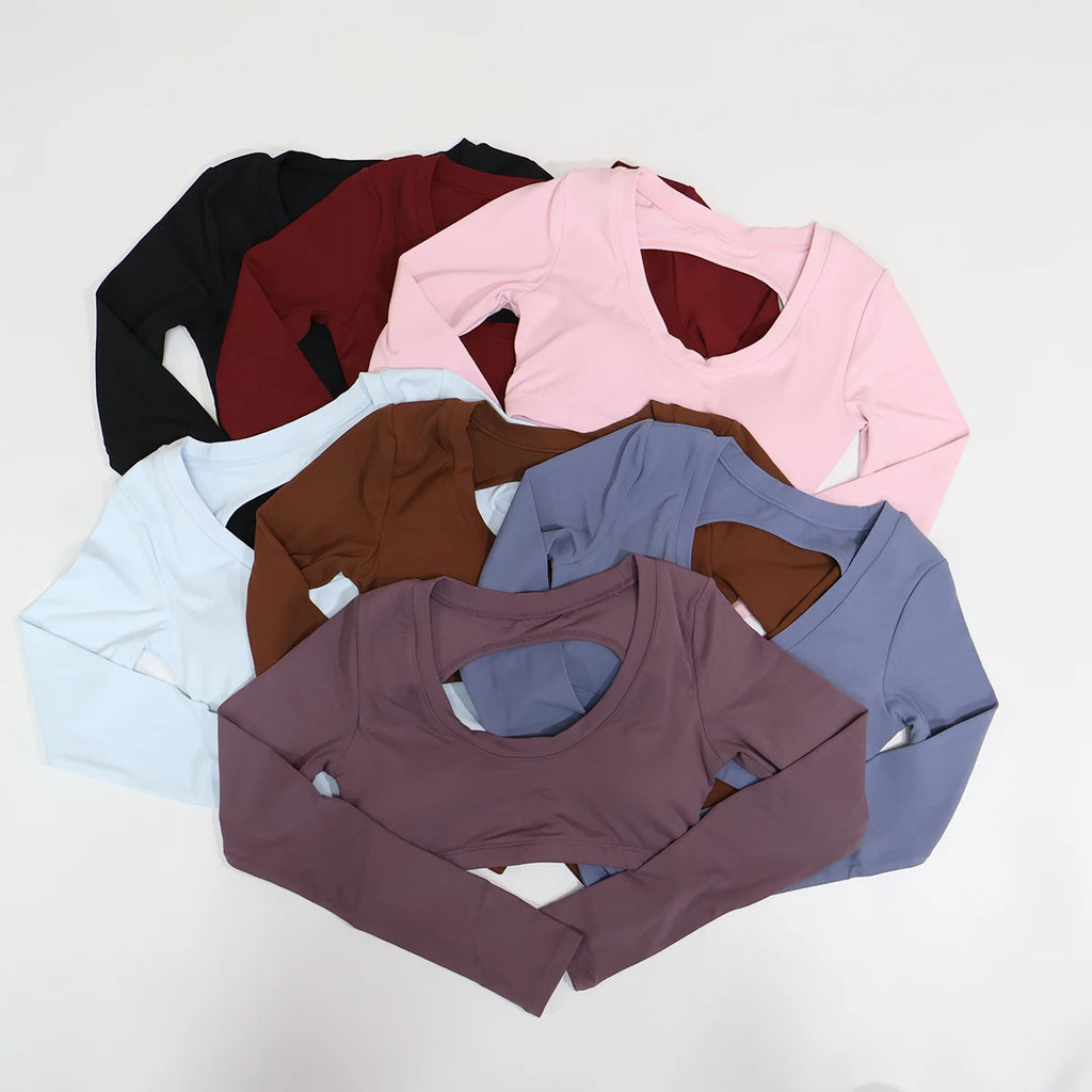 New Summer Women's Backless Long Sleeved Yoga Top Breathable Soft Sportswear for Gym Training Comfortable Fitness Clothing Woman