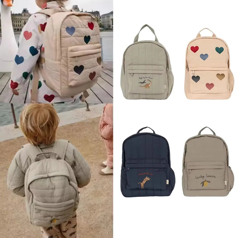 2025 New Design Cartoon Childrens Backpack Animal Embroidery Pattern School Bag Boys Girls Toddler Kindergarten Kids Backpack Main image