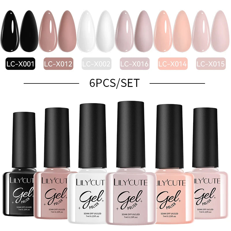 LILYCUTE Nail Gel Polish Set Pink Green Spring DIY Nail Art Design Long Lasting Soak Off UV Gel Manicure Painting Gel Vernis Kit