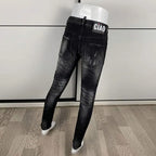 Street Fashion Men's Tight Black Grey Jeans Retro Elastic Slimming Split Style Jeans Men's Retro Designer Brand Jeans Hombre