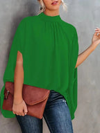 Casual Loose Women's Blouse Fashion Batwing Sleeve Print O-neck Shirts Top Spring Summer Office Lady Blouses Elegant Tops 2024