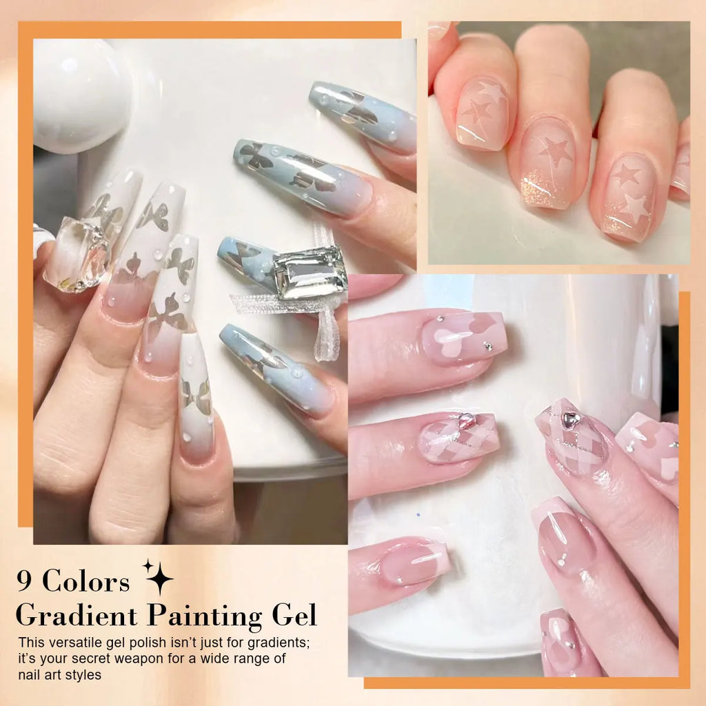 LIMEGIRL Gradient Gel Set Semi Permanent-High Glossy-Gradient-Colorful Nail Gel Polish Kit Soak Off Varnish for Nail Art Design
