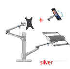 OL-3L aluminum silver Ergonomics 10"-17" desk laptop stand 32" monitor desktop bracket computer mount full motion column bar