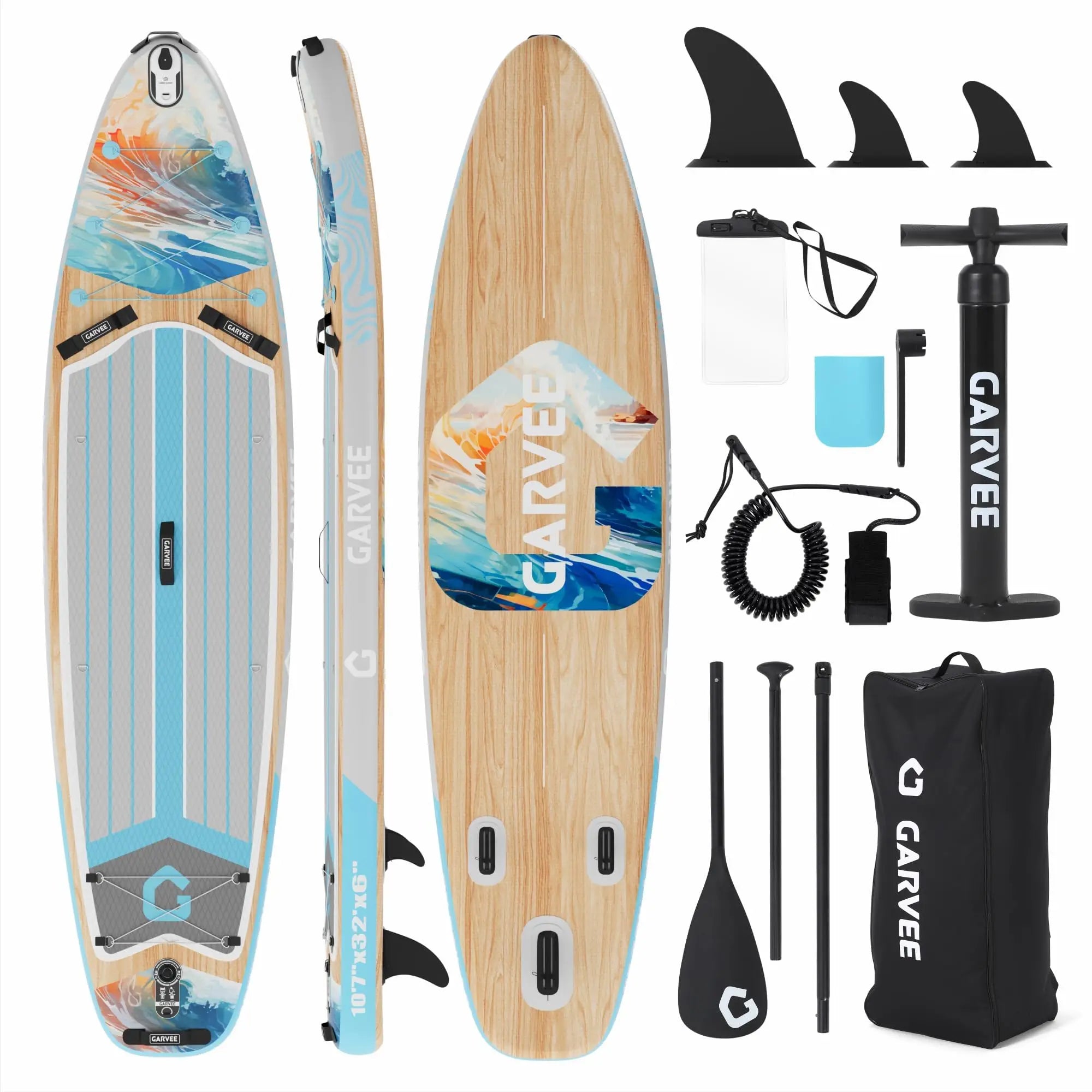 Inflatable Rise Up Paddle Board Stand-up Paddleboard Full Kits with Adjustable Paddle/Hand Pump for Outdoor Water Sports Surfing
