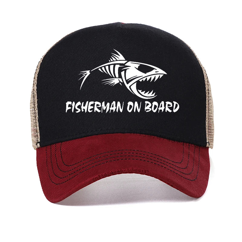 Fashion Fish Bone men Baseball Cap outdoors fishing Luya hat Summer Hunting and fishing Trucker hats visor Breathable caps