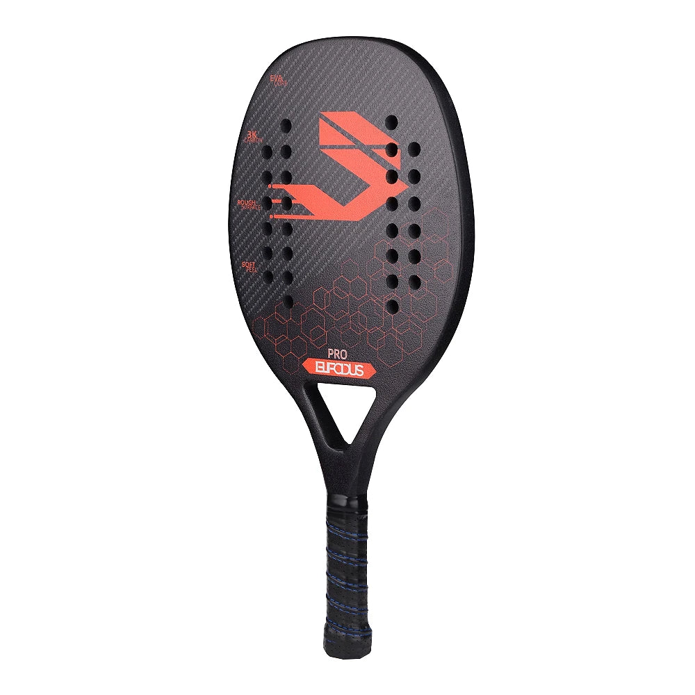 Full Carbon 3K Fiber Beach Tennis Racket Rough Surface Professional Racquet for Men and Women with Protective Bag Cover