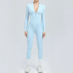 Women's Tracksuit Gym Workout Sports Clothes Outfit Zipper Jumpsuit Yoga Fitness Overalls Set Open Back Bodysuits Suit for Women