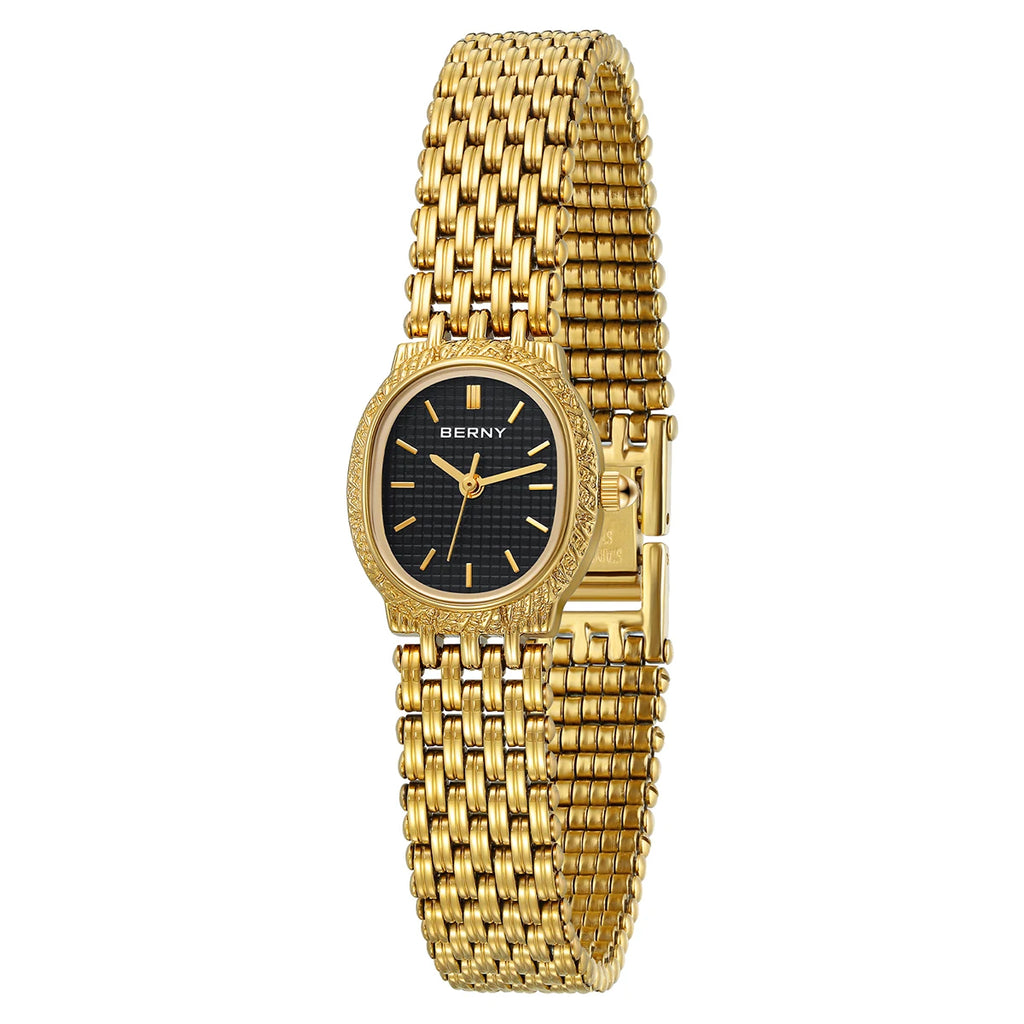 BERNY Gold Women's Watch Luxury Small Dial Ladies Gold Watch Jewelry Bracelet Quartz Lady Watch Stylish Fashion Women Watches