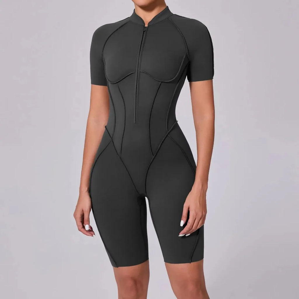 Women's Yoga Jumpsuit Hip Lift Sports Fitness Removable Padding Backless Zipper Leggings One-Piece Running Workout Gym Jumpsuit