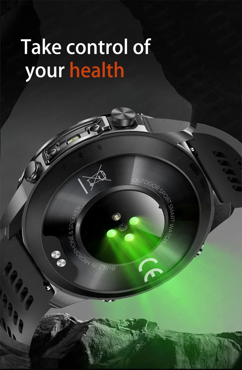 GPS Smart Watch for Men 2G ROM GPS Offline Maps Waterproof Swim Hiking Fitness Tracker Sleep SpO2 Rugged Durable Smartwatch GPS