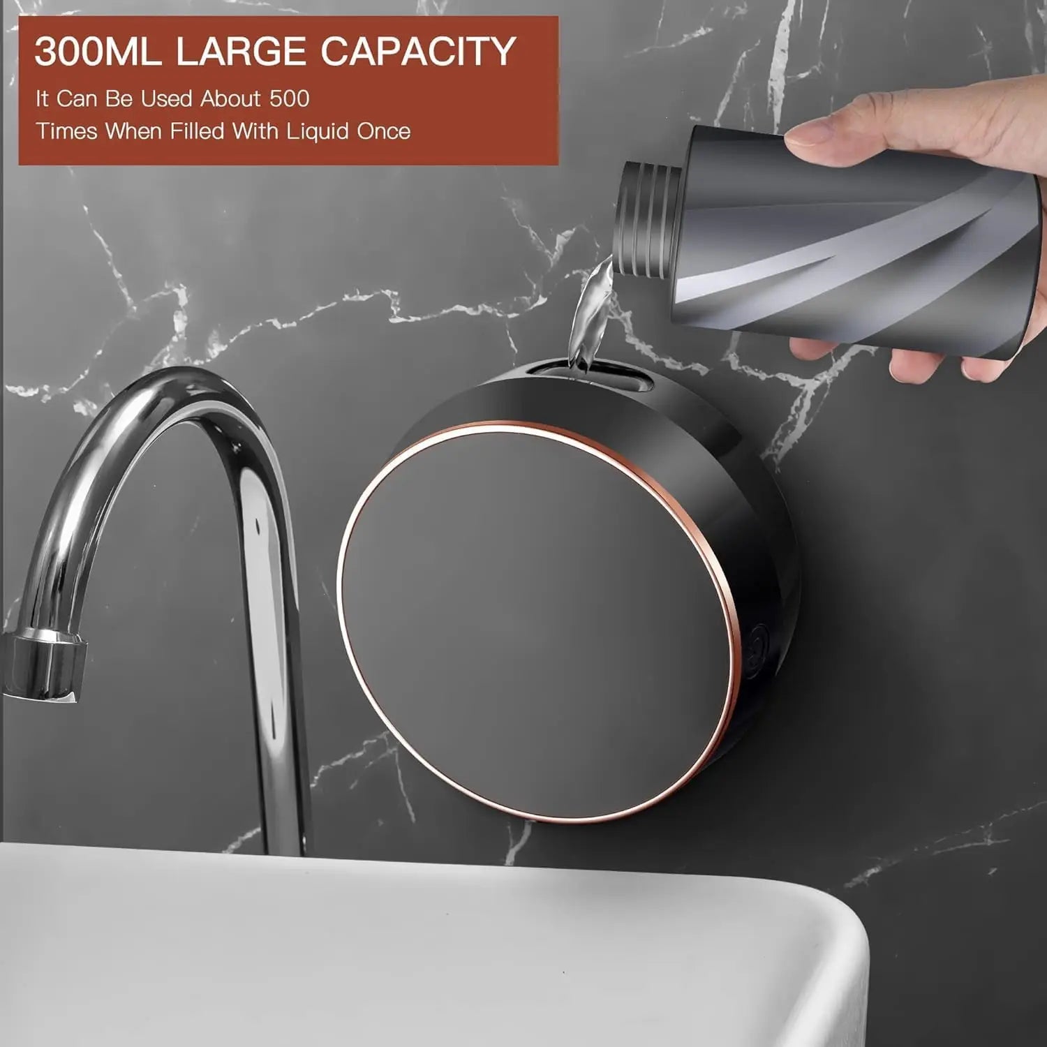 Automatic Foaming Soap Dispenser - Touchless Wall Mount, LED Temp Display, USB Rechargeable for Bathroom, Kitchen&Commercial Use
