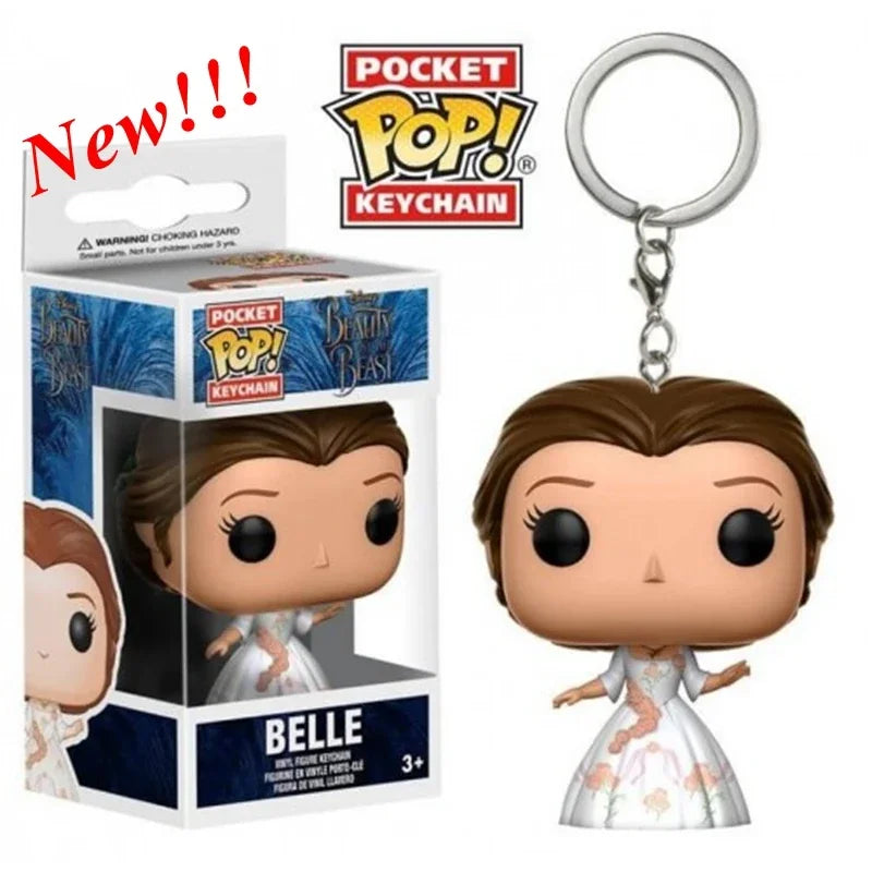 New FUNKO Keychains Disney Demona Princess Bella Ariel Alice Anna Elsa Bell Jack Sally stitch Action Figure Toys Ornaments