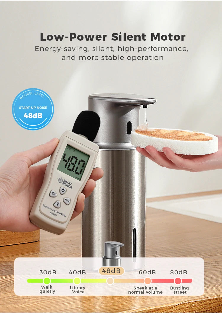 480ml Kitchen Soap Dispenser Automatic Sensor Hand Sanitizer Machine Intelligent Electric Body Wash Soap Dispenser 304 Stainl