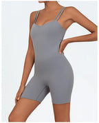 Greenora Women's Workout Romper Sexy Backless Yoga Jumpsuit Slim Fit Bodysuit Fitness Activewear Sleeveless Sportswear One Piece