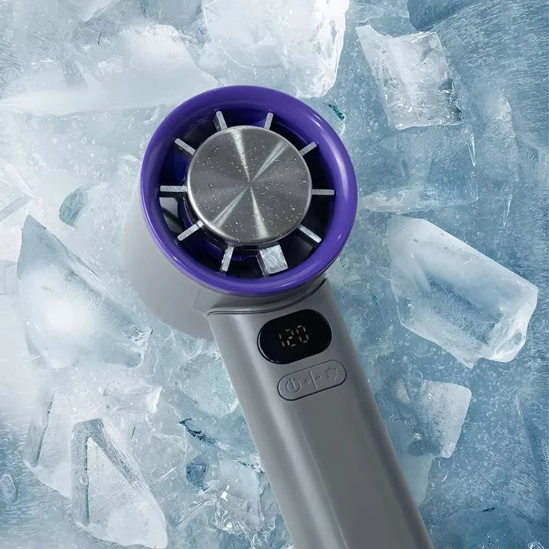 3000mah Handheld Mini Fan Electric Hand Fans Ice Compress High-Speed Cooling USBRechargeable Portable LED Digital Display