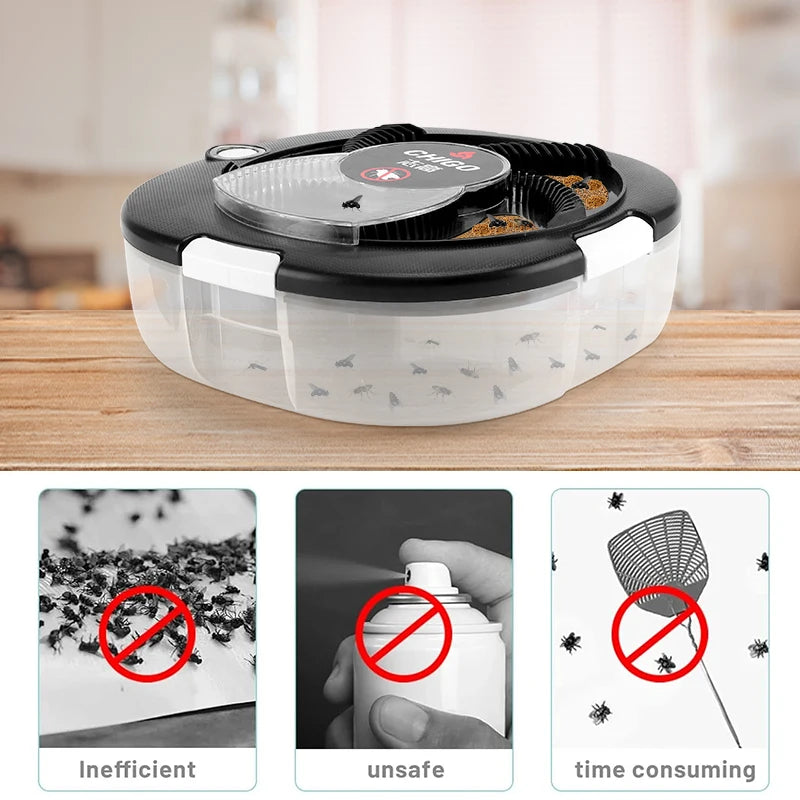 CHIGO Flycatcher Rechargeable/USB Electric Fly Trap Safety Indoor Flytrap Outdoor Insect Pest Catching Tool For Kitchen Garden