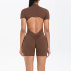 Zipper Gym Jumpsuit Short Women Yoga Sets Sports Outfits Female Yoga Overalls Workout Clothes Fitness Suit Woman's Tracksuit